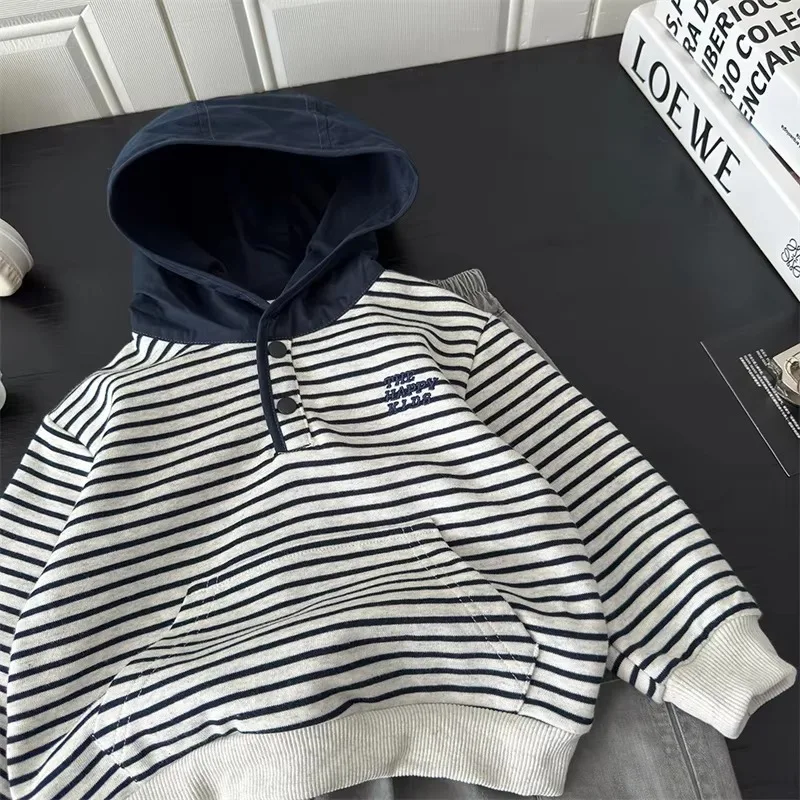 Boys Girls Striped Hoodies Children's Autumn Hoodded Sweatshirt Teenager Fall Fashion Pullover New Kids Spring Casual Clothing