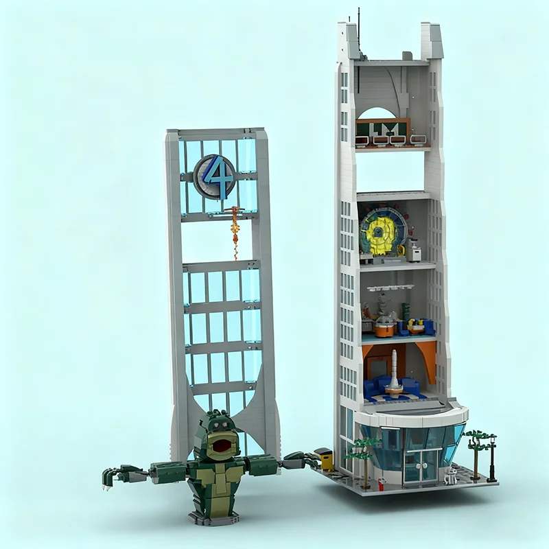 3170pcs MOC Fantastic FOUR Baxter Tower VS Giganto Super Heroes Architecture Street Scene Model Building Blocks Design Toy Gift