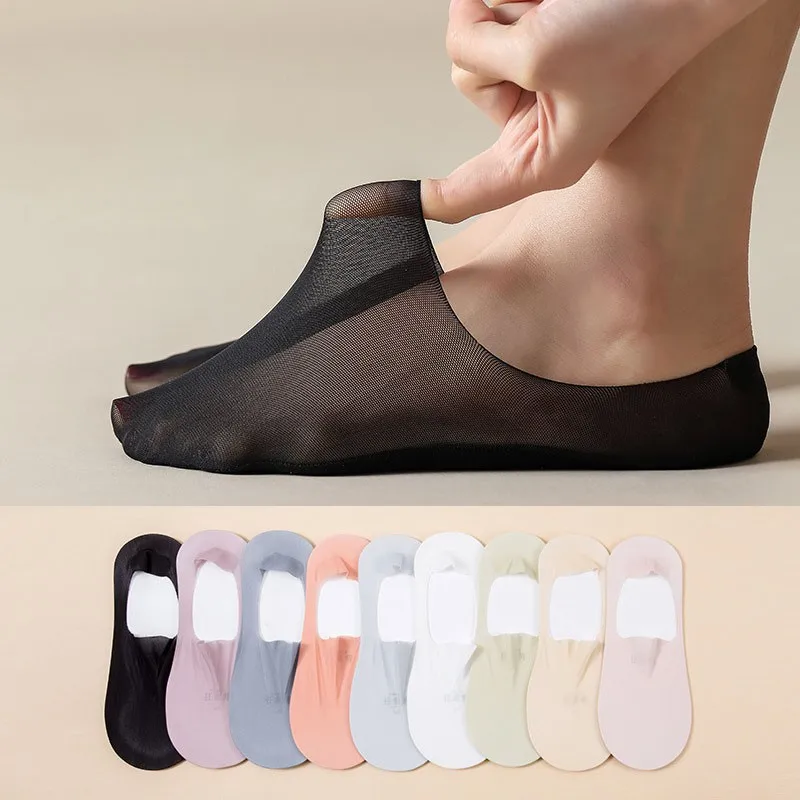 Calcetines finos invisibles de malla transpirable para mujer, calcetines tobilleros antideslizantes con suela de algodón, zapatillas de verano, Y102