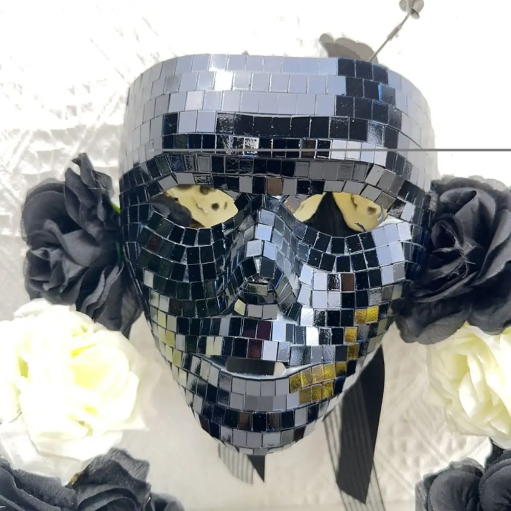 Bola de mascarada Simple, máscara facial con espejo brillante para hombre y adulto, máscara de cara completa para Club nocturno, suministros para fiestas, máscara para ojos, decoración para el hogar y DJ para niña