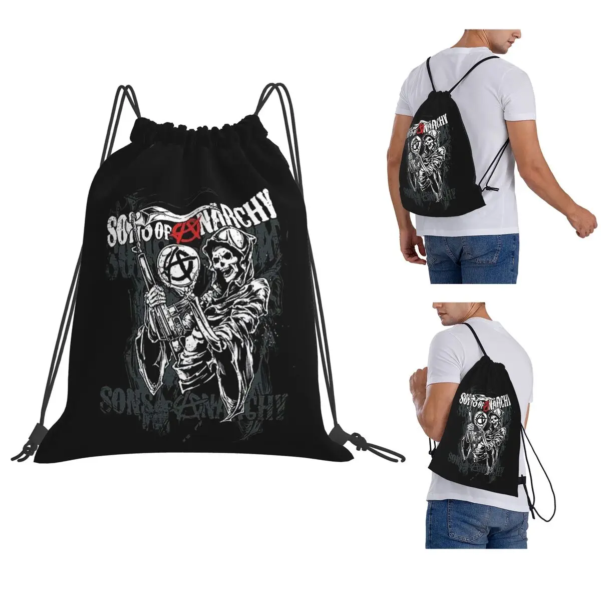 The Death Reaper Sons Of Anarchy Backpacks Portable Drawstring Bags Sundries Bag Book Bags for Man Woman School