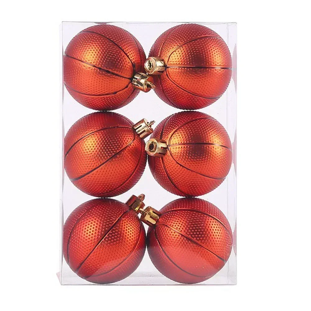 6Pc Christmas Tree Balls Basketball Football Baseball Ornament Xmas Tree Hanging Pendants Home Party Decor New Year Gifts Decor