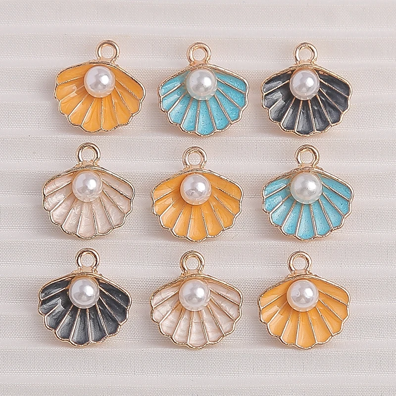 10 sztuk/partia Mix emalia życie morskie Charms do tworzenia biżuterii rozgwiazda muszla perła Charms wisiorki dla DIY naszyjniki kolczyki prezenty — zdjęcie 7