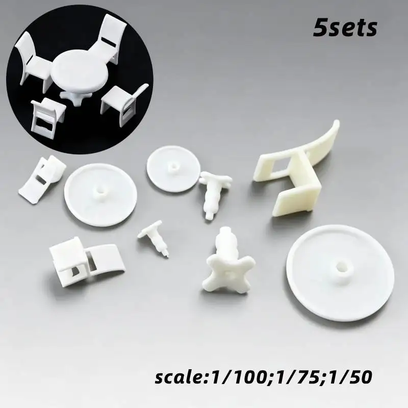 5Sets Miniature Table&Chairs Model Indoor Toys for 1:50 1:75 1:100 Diy Model Making House Decoration Sandtable Layout Dioramas