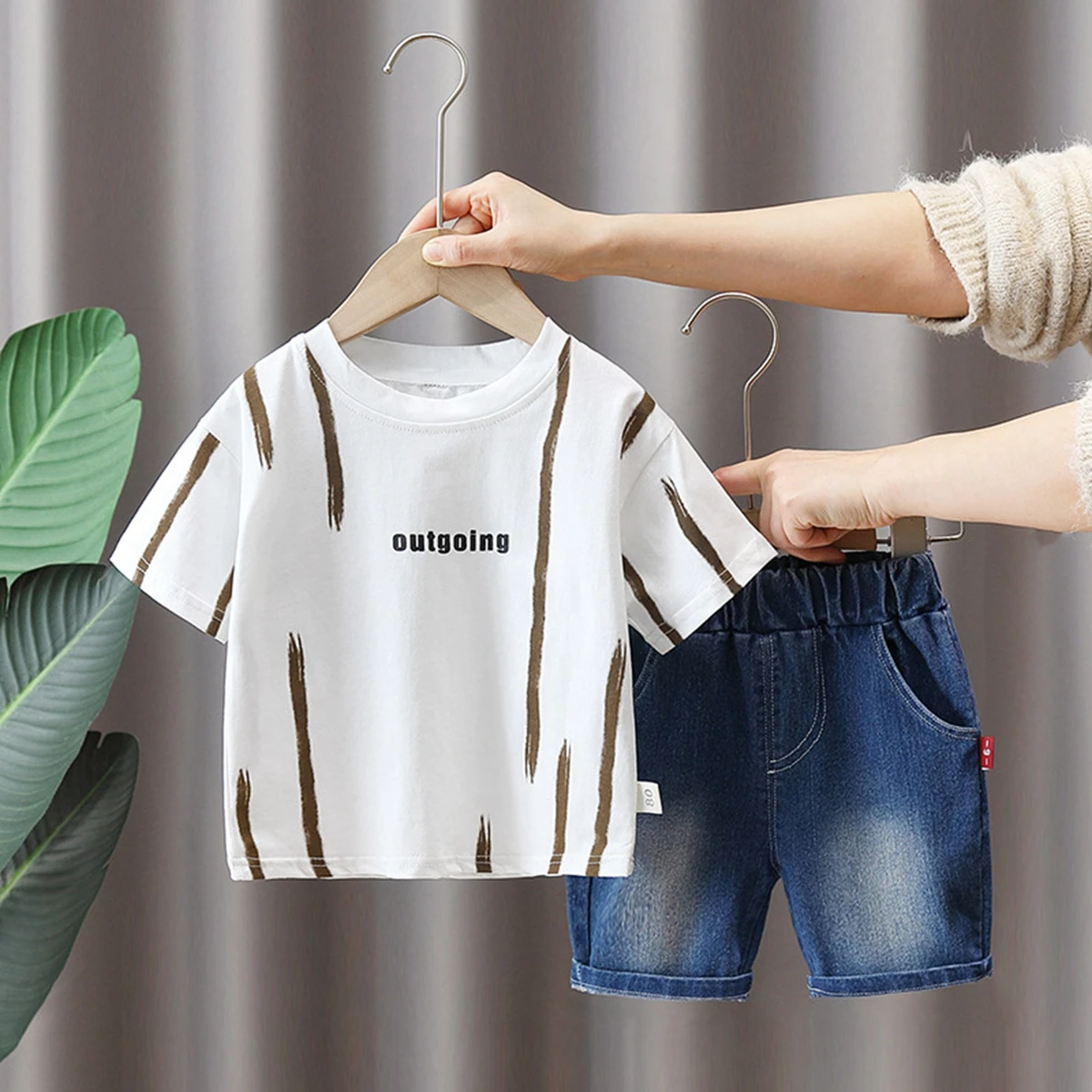 

Baby Boys Clothes Set Children Clothing Print Casual T-Shirts+Denim Shorts 2Pcs/Set Infant Toddler Set Kids Tracksuit Outfit Set