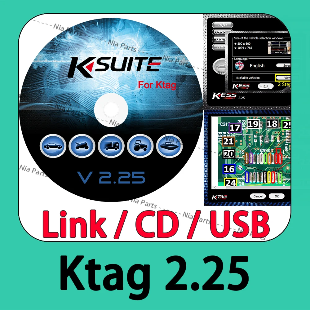 KTAG 2.25 ksuite ECU chip programming tool software Diagnostic software Car Truck Bike Tractor Boat Auto Repair Code reader New