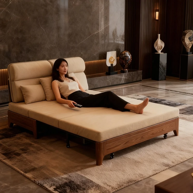 Living Room Sofa Bed with Storage Box Furniture Armless Sofa Bed with Silent Pulley High Backrest Scalable From Sofa To Bed