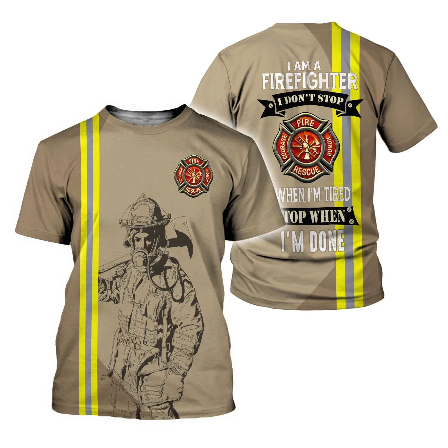 Firefighter T-Shirts Fireman 3D Print Men Women Casual Short Sleeve T Shirt Streetwear Oversized Harajuku Tops Tees  Clothing