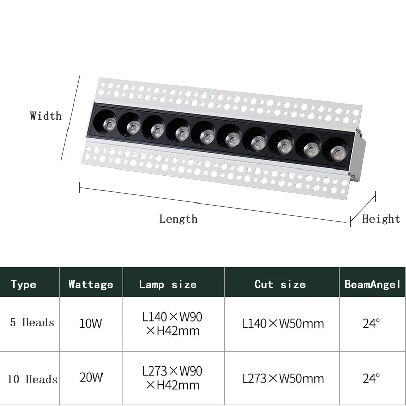 Imagem -05 - Recesso Dimmable Led Downlight Linha Barra de Luz Criativo Linear sem Jantes Lâmpadas de Teto Magnético Sala de Estar Decoração do Corredor