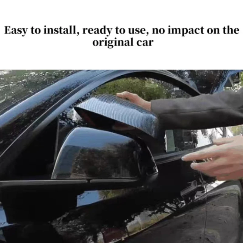 For Tesla Model Y Juniper 2025 Carbon Fiber Look Sides Rear View Mirror Protective Cover ABS Mirror Decorative Car Accessories