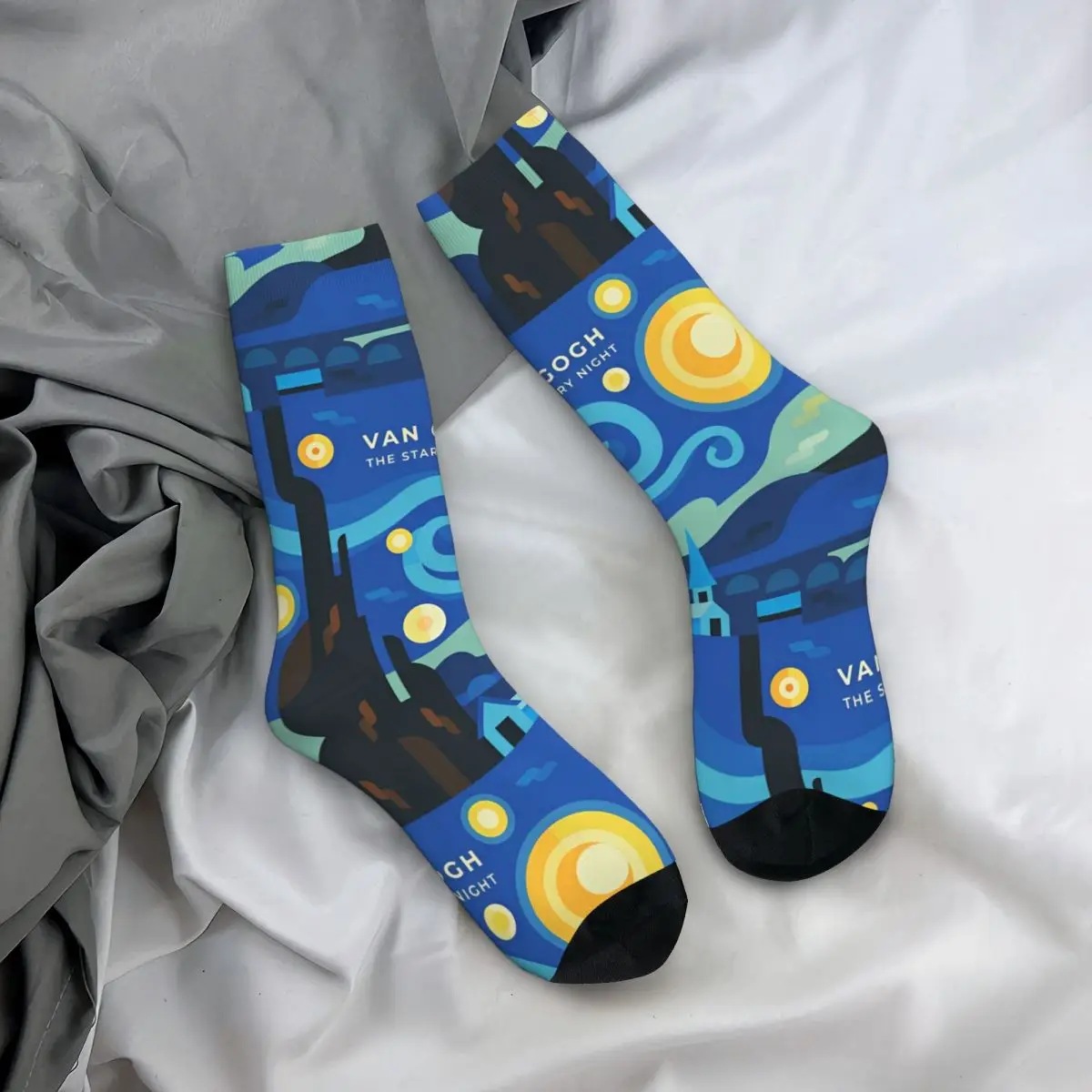 Medias de Van Gogh, calcetines divertidos con estampado de cielo estrellado, calcetines antideslizantes de primavera para mujeres y hombres, calcetines deportivos al aire libre de alta calidad