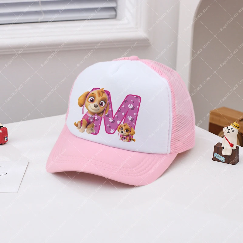 PAW Patrols สาวน่ารักเบสบอลหมวก Skye A-Z ตัวอักษรภาษาอังกฤษพิมพ์หมวกฤดูร้อนเด็กอุปกรณ์เสริมเด็กของขวัญวันเกิด 2025