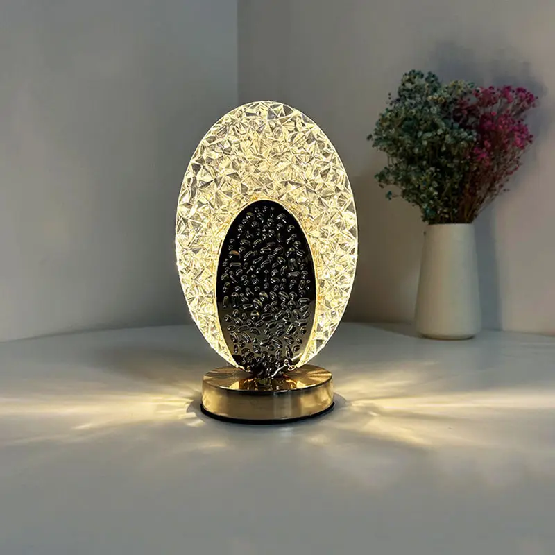 Modern Luxury Night Light lampada da tavolo Touch Acrylic Crystal Battery Rechargeable Cordless Restaurant Led Table Lamp