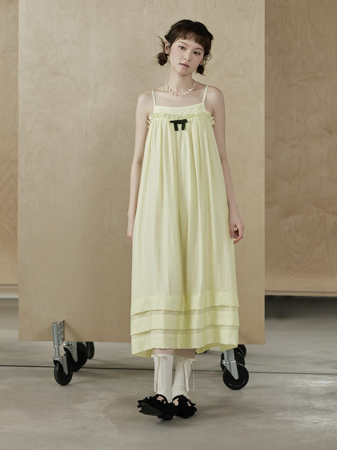 

Mani Dayu Fre Girl Bubble Ice Jam Dr Color Colion Knot ter Ne Gown Women's Retro Sle Spring Summer D...