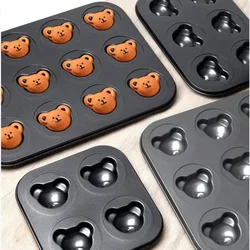 Cute Cartoon Bear Baking Mold 4 Cavities Baking Tray Non-stick Carbon Steel Tray DIY Decorative Cookies Mould Baking Supplies