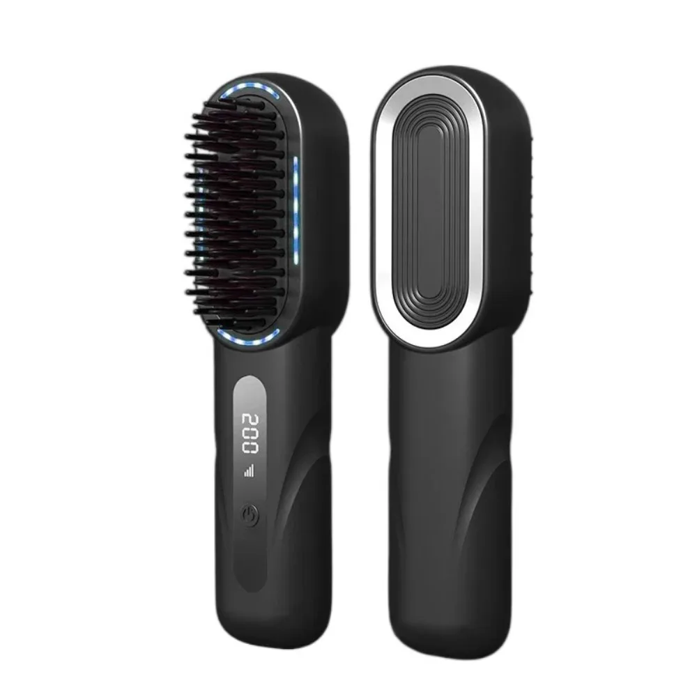 Portable Wireless Hair Straightener 4 Temp Settings Shrink Design Straight Hair Comb LCD Display Rechargeable Straightening Comb