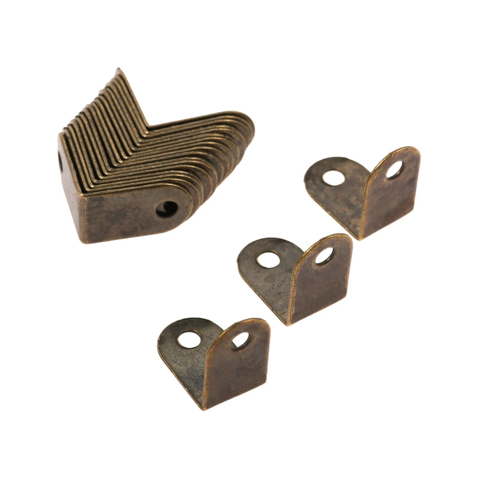 DRELD 20Pcs ตกแต่งเครื่องประดับโบราณไวน์ของขวัญกล่องไม้กรณี Protector Guard Bronze ตกแต่งโต๊ะ15*9มม.