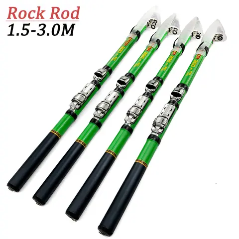 1.5M-3.0M Carbon Rock Fishing Rod M Power Portable Telescopic Spinning Surf Trolling Rod Carp Trout Sea Travel Pocket Pole Cast