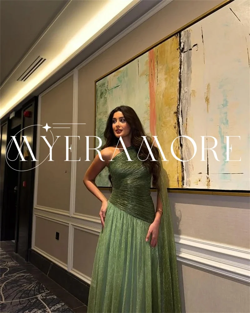 Moderne Avondjurken met één schouder 2025, A-lijn Tule Saoedi-Arabische Prom Wedding Party Gown Aangepaste فسات musica