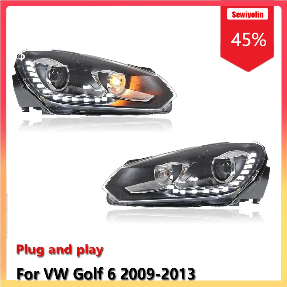 

Car LED Headlight Automobile Parts For Volkswagen Golf 6 2009-2013 Fog DRL Brake Turn Signal Lamp Plug and Play