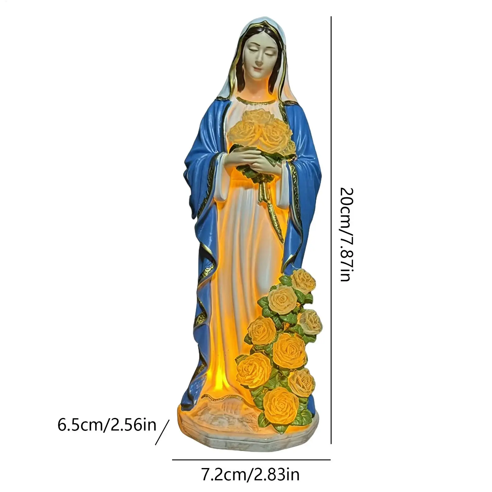 Virgin Mary Garden Light Garden Decor Solar Resin Figurine Light Outdoor Blessed Mother Sculpture For Outside Backyard Lawn view 6