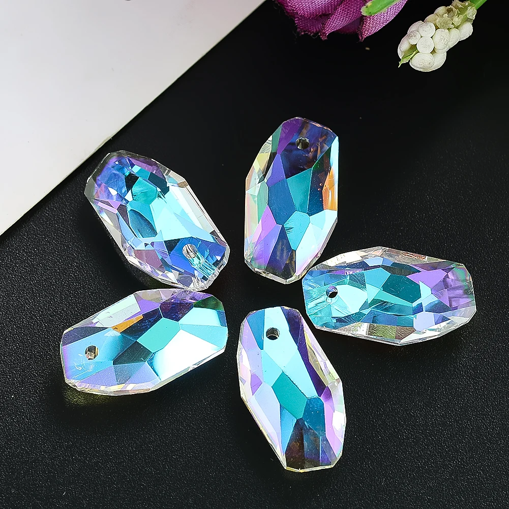 

10pcs Colorful Special Shaped Faceted Single Hole Crystal Beads for Curtain Pendants Chandelier Light Shadow Charm Accessories