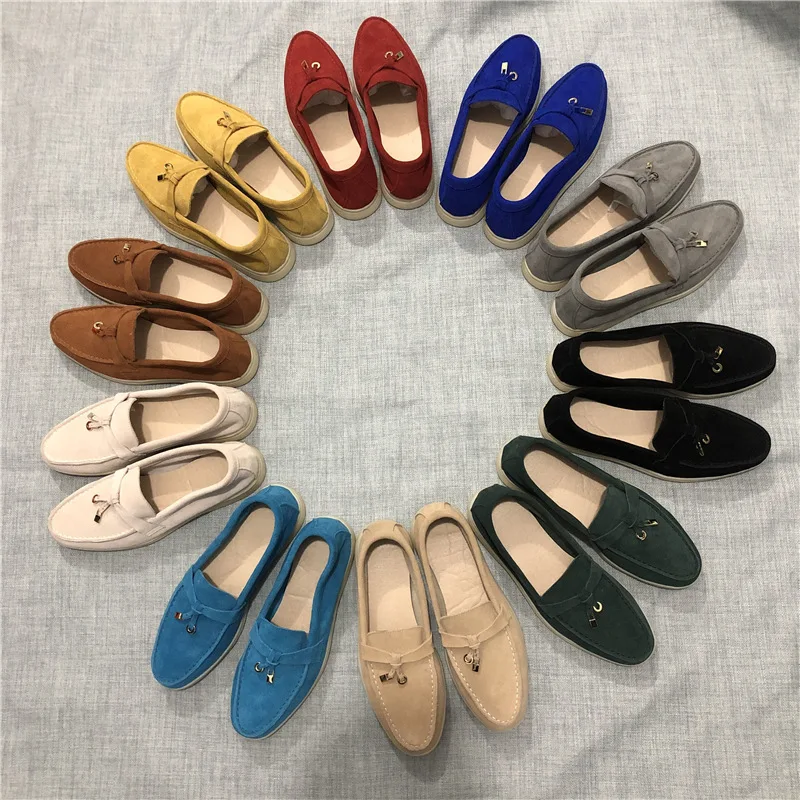 

Spring/summer New Flat Sole Single Shoes Casual Soft Sole Lefu Shoes Cowhide Comfortable Men's and Women's Large Sized Shoes