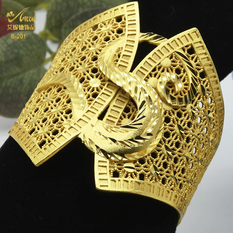 

ANIID African Cuff Adjustable Bangles For Women Wedding Dubai Gold Color Bracelet Party Indian Moroccan Jewelry Wholesale Gifts