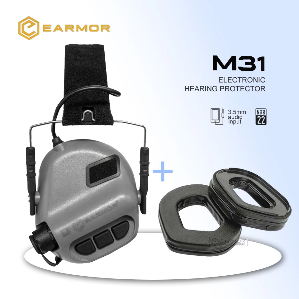 

Тактическая гарнитура EARMOR M31 и S03 (черная), 6-цветная гарнитура с шумоподавлением для стрельбы, авиационная гарнитура с шумоподавлением