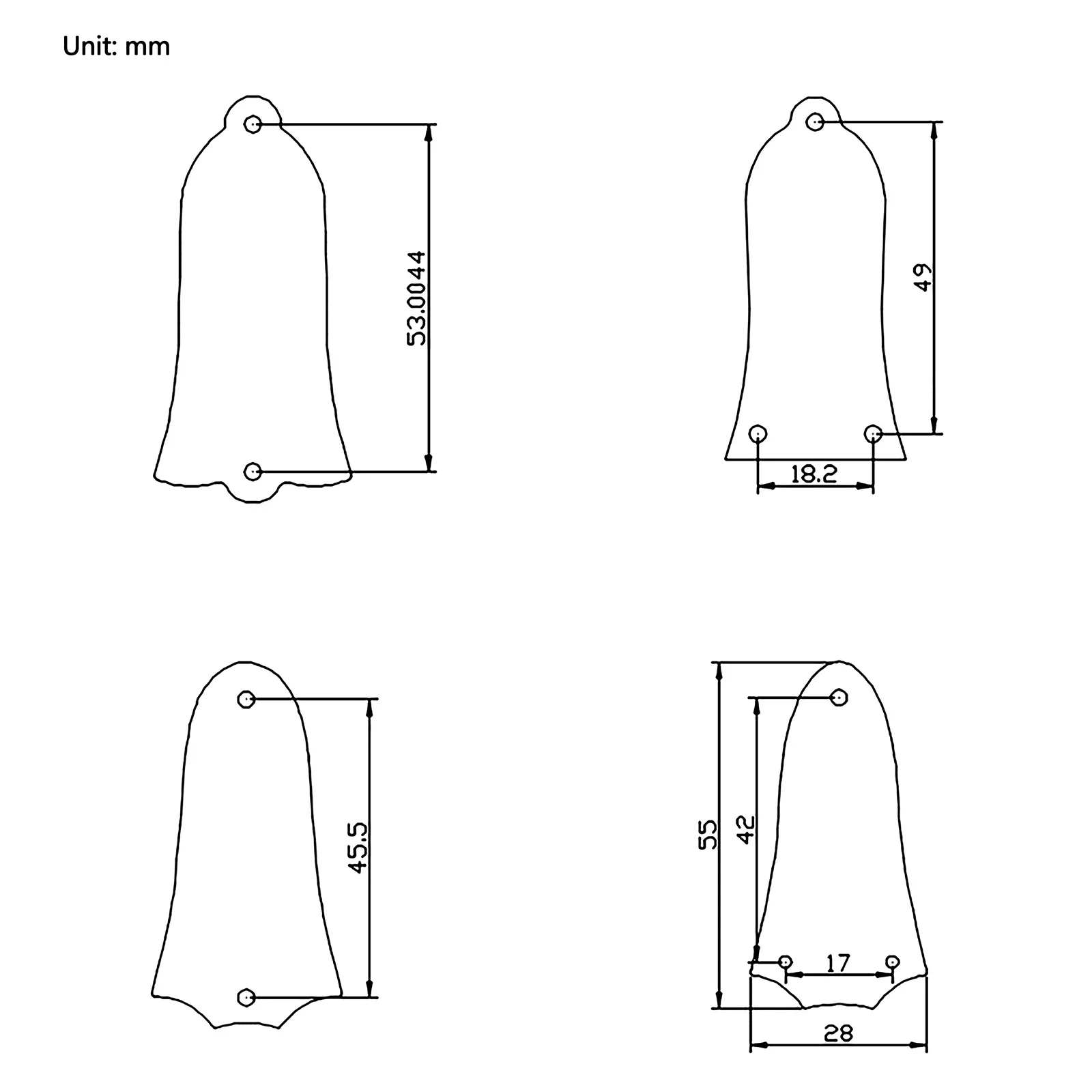 Truss Rod Cover Plate Holder 1 Piece Acoustic Guitar Headstock Covers Bell-Shaped 2 Hole 3 Hole for Gib LP SG Matching