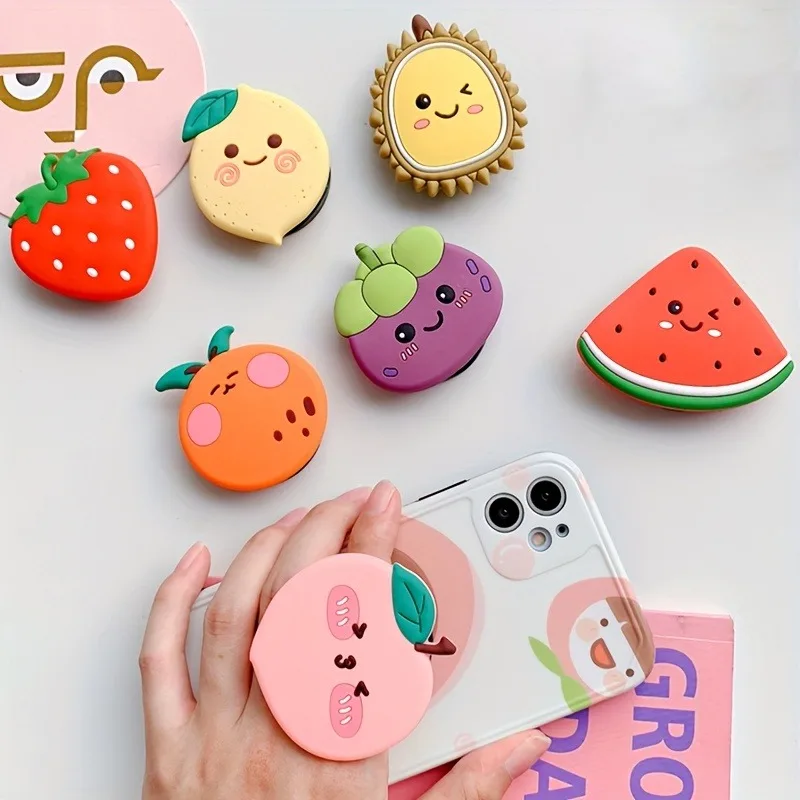 Support de téléphone à poignée pliable, fruits fraises, pour iPhone 17 16, Samsung, prise Tok, Support de doigt de poche, Support Griptok