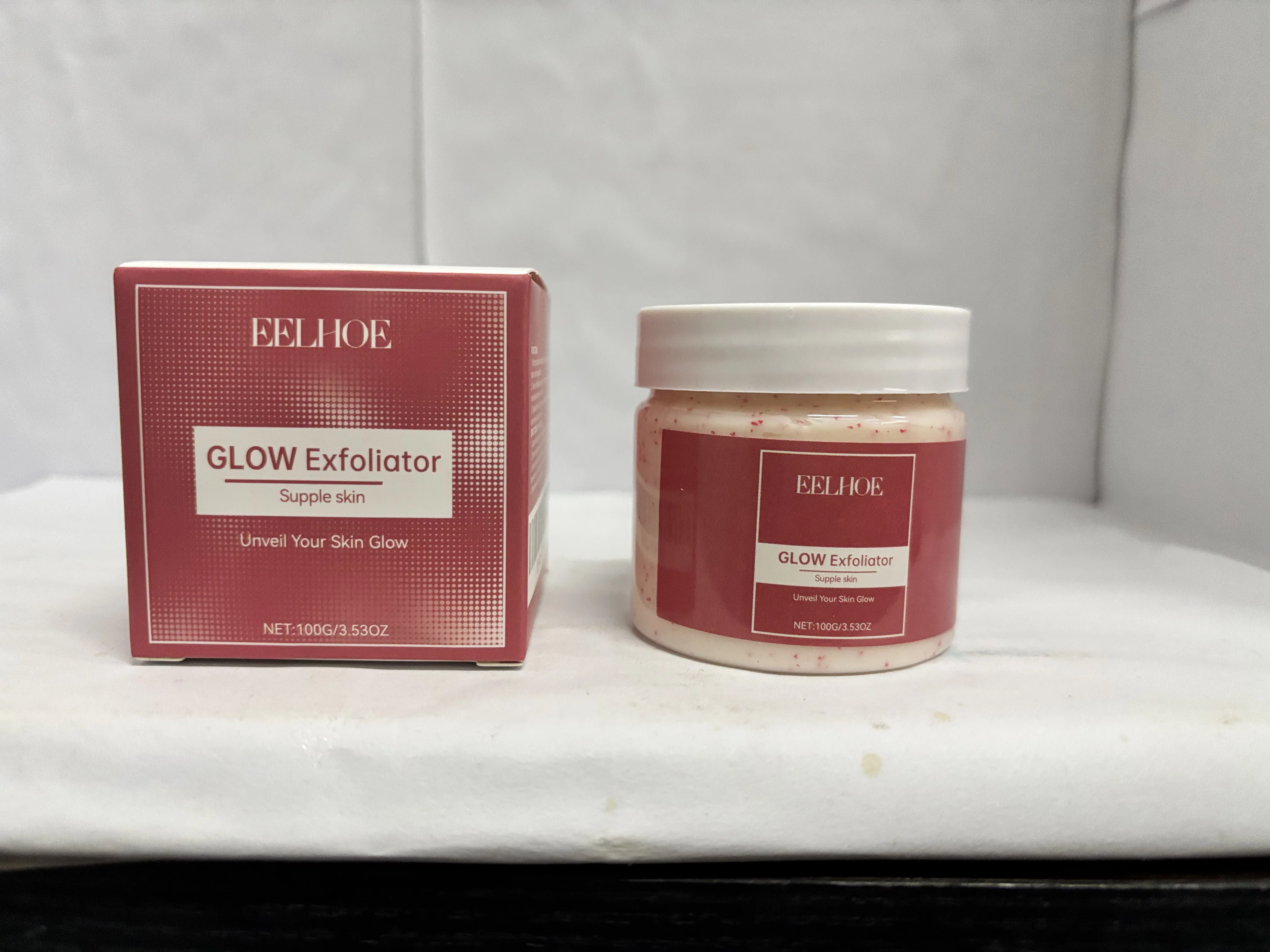 GLOW Exfoliator - 100g/3.5oz Facial & Body Scrub for Radiant Skin - Gentle Physical Exfoliator to Reveal Supple, Glowing Skin