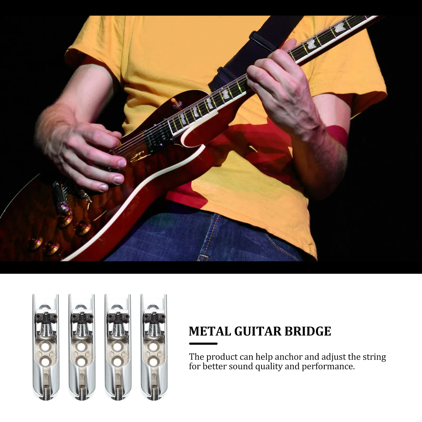 

4Sets Bass Guitar Bridge Saddle Metal Durable Replacement Parts for Electric Guitar Ukulele Repair Accessories