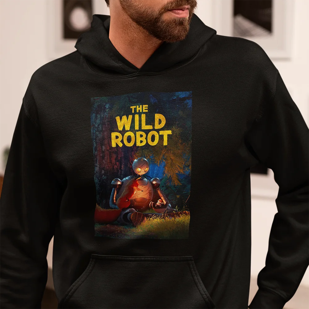 

The wild robot printed t shirt futuristic animation 2024 movies sci fi monster robot streetwear hoodie graphic hoodies for men