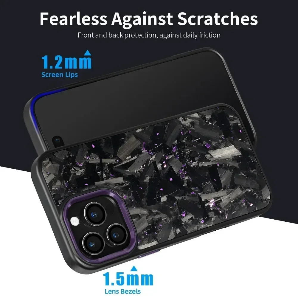 

Real Carbon F-Fiber Armor Cover for IPhone 16Promax 15 Pro Max 14 13 12 11 Case Metal Frame Wireless Charge Forged Fiber Cover