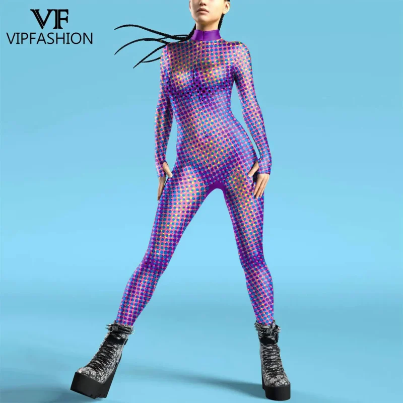 Body Zentai Coloré pour Femme, Combinaison à Fermeture Éclair, Tenue de Festival, Brûlant, à la Mode, VIP