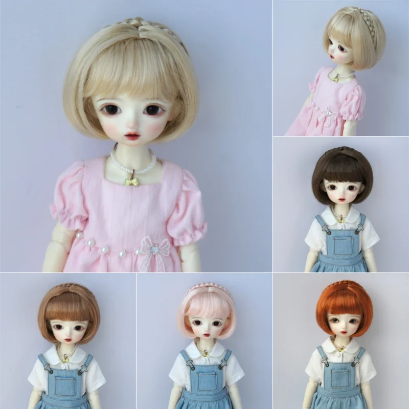 【JUSUNS】JD620 5-6inch 6-7inch 7-8inch Short Bobo cut with Braiding Band synthetic mohair BJD wig  1/8 OB11 YOSD MSD accessories