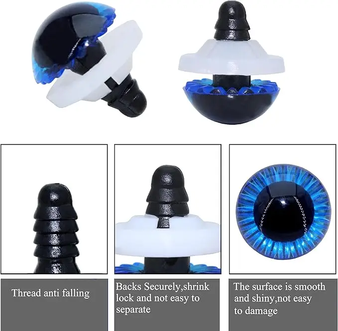 Nuovi occhi di sicurezza in plastica laser da 30 pezzi per giocattoli di peluche all'uncinetto Amigurumi colore formato misto con scatola accessori per bambole Kawaii 11-19mm