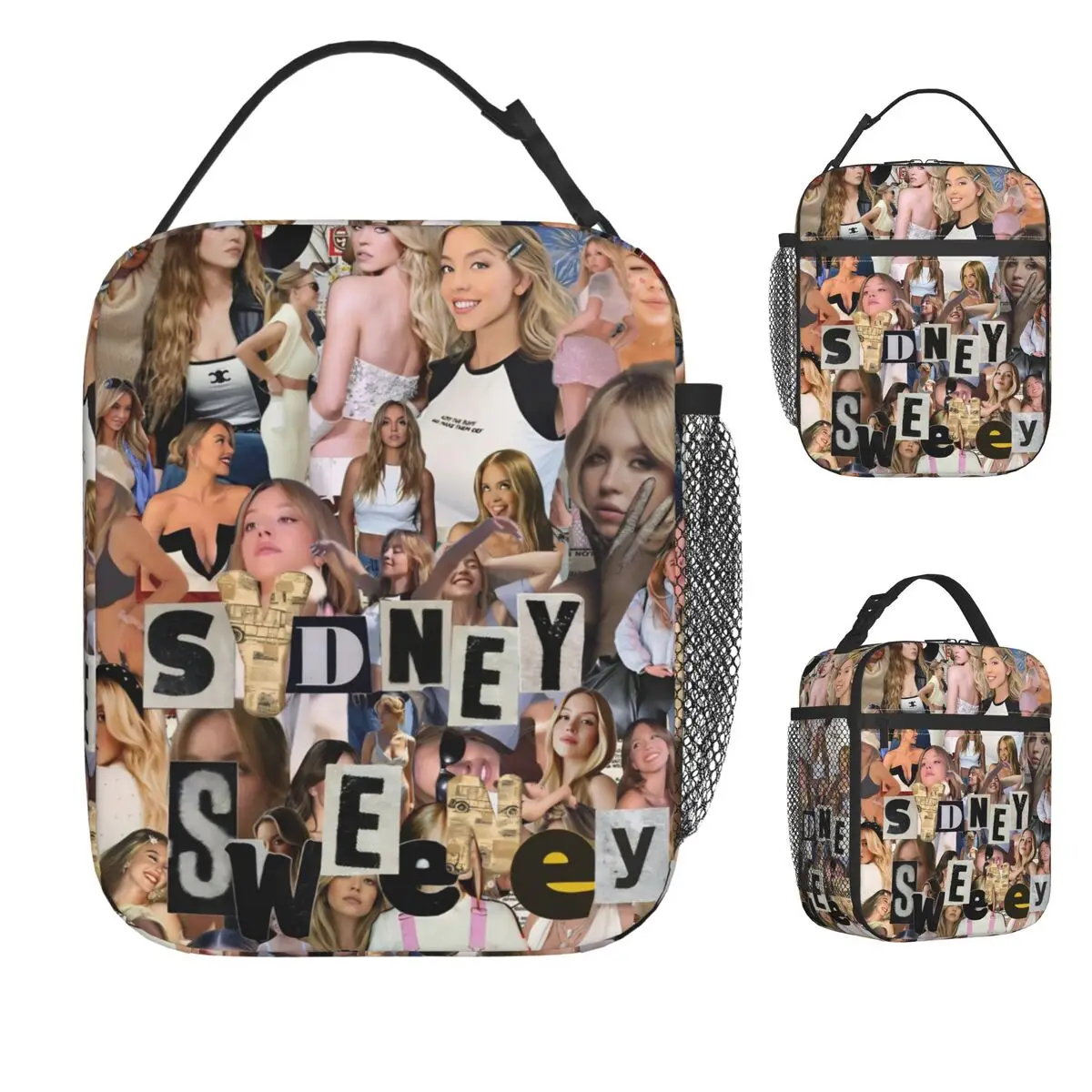 

Сидней Sweeney, американская актриса, сумка для обеда с фото узором, забавный ланч-бокс для женщин, сумка-холодильник для пикника, термосумки для обеда с принтом
