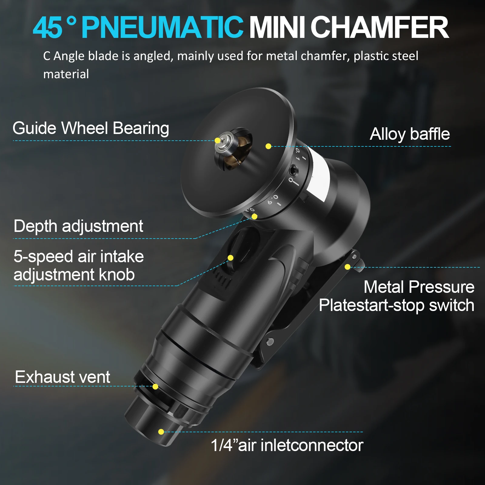 Mini Pneumatic Chamfering Machine 30000 RPM Handheld Air Beveling Machine Trimming Machine 45° Mini Chamfering Machine Air Tools