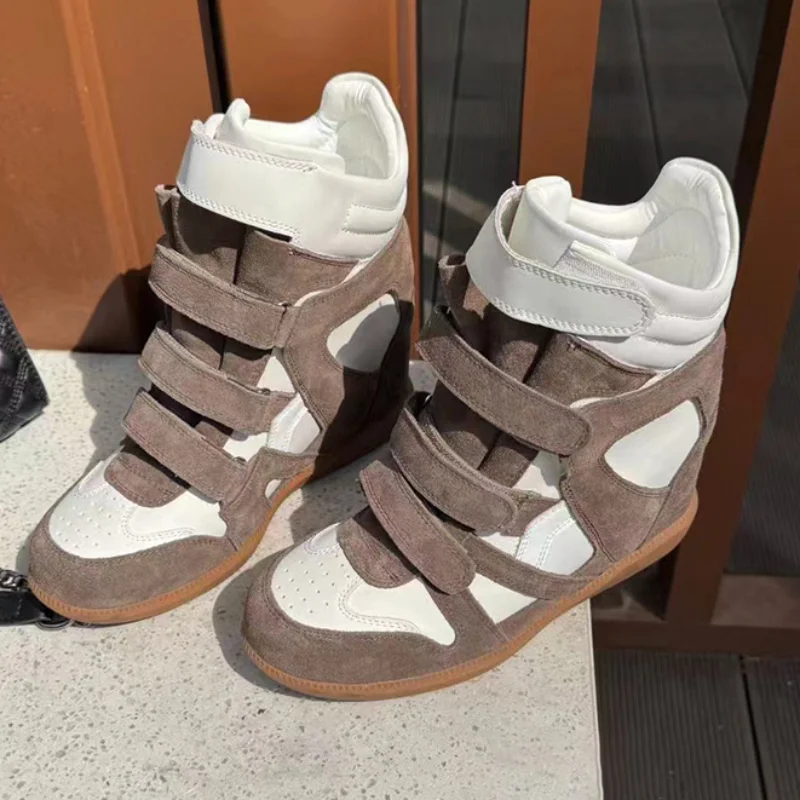 المرأة فاسق الأحذية 8 سنتيمتر الارتفاع الداخلي زيادة جلد طبيعي عالية أعلى حذاء كاجوال الكبار طالب عدم الانزلاق حجم كبير الأحذية الرياضية #1