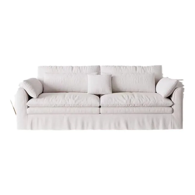 

Тканевый диван из хлопка и льна, со съемными и моющимися чехлами, для гостиной, маленькой квартиры, в средневековом французском кремовом стиле.