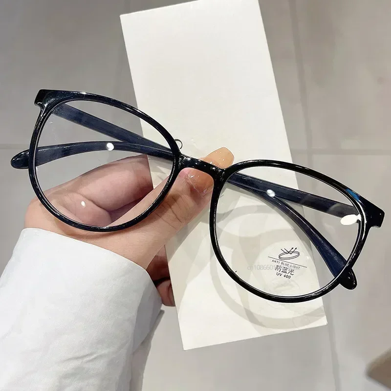 Runde Myopie-Brille für Damen und Herren, luxuriöser Trend, Anti-Blaulicht-Minus-Brille, fertige optische Brille, kurze Sichtbrille