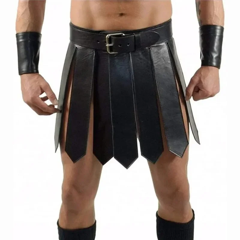 Oude Romeinse Legioen Gladiator Strijd Riem Rok Mannen Vrouwen Steampunk Pu Lederen Harnas Jurk Middeleeuwse Griekse Cosplay Kostuum