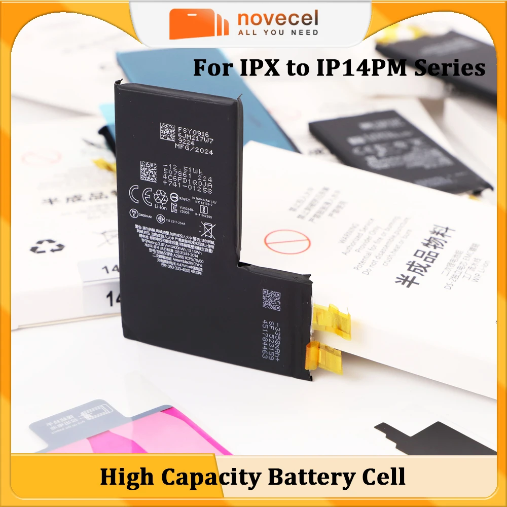 

Vormir 5pcs High Capacity Battery Cell No Flex Cable 100% Health Replacement for iPhone 15 14Plus 13 Pro 12Mini 11 14 XR XS Max