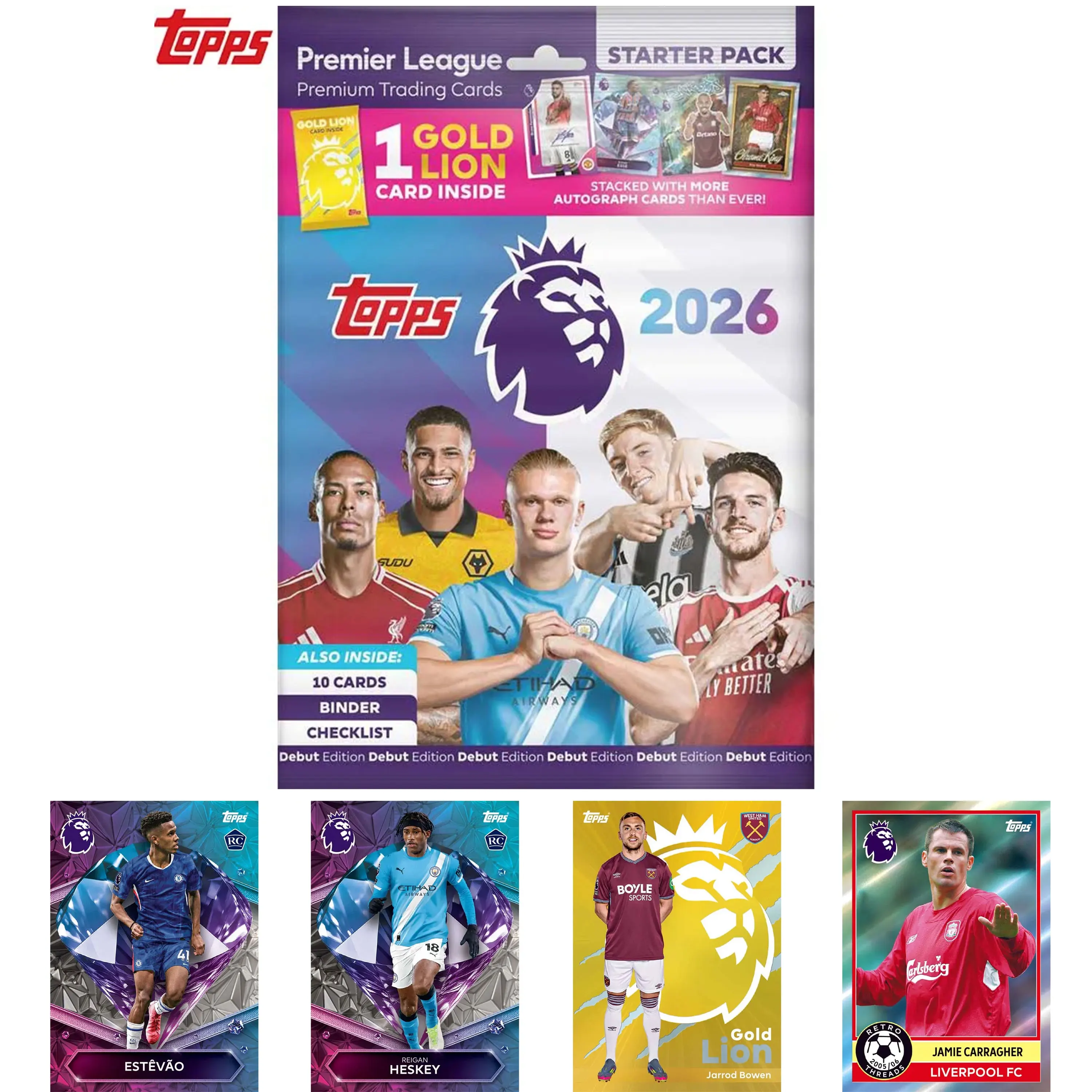 

Коллекционные карточки Topps EPL Premier League 25-26: Официальные игровые карточки, лимитированная серия Star Series с автографами Холанда, Руни, Палмера
