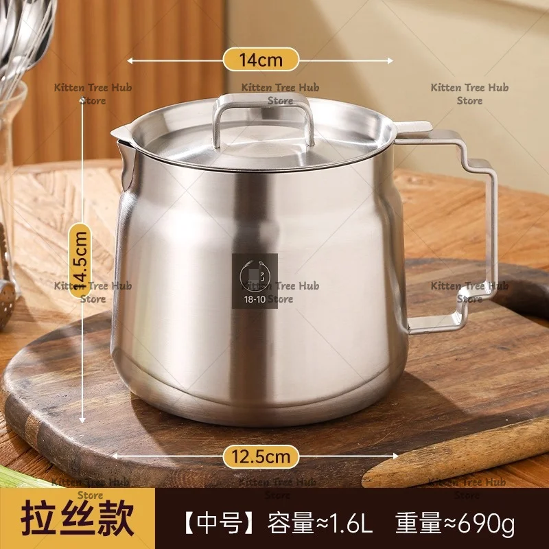 Oil Filter Pot 316L Stainless Steel Household with Filter Mesh Large Capacity Oil Storage Tank Filter Oil Residue Fryer