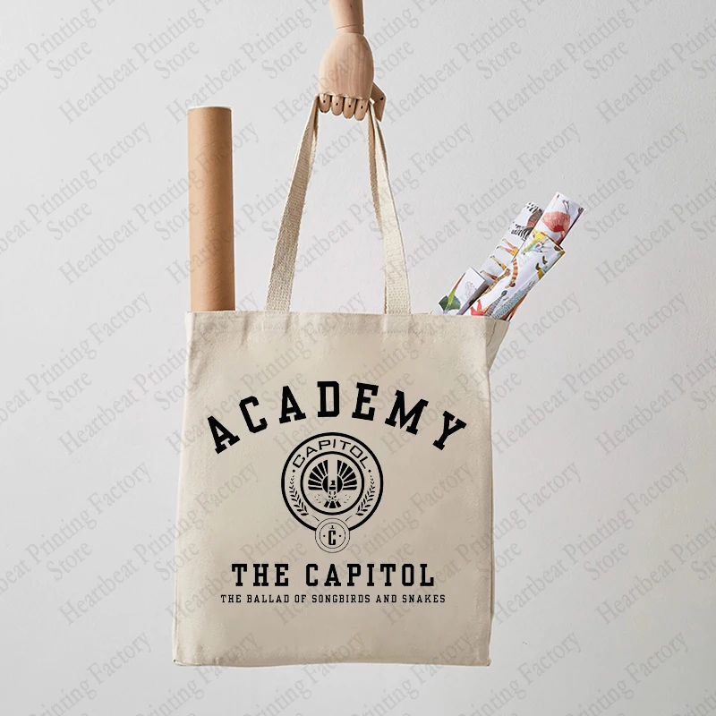 The Ballad of Songbirds and Snakes Capitol Academy Pattern Tote Bag Canvas Shoulder Bags for Movie Lovers Reusable Shopping Bag