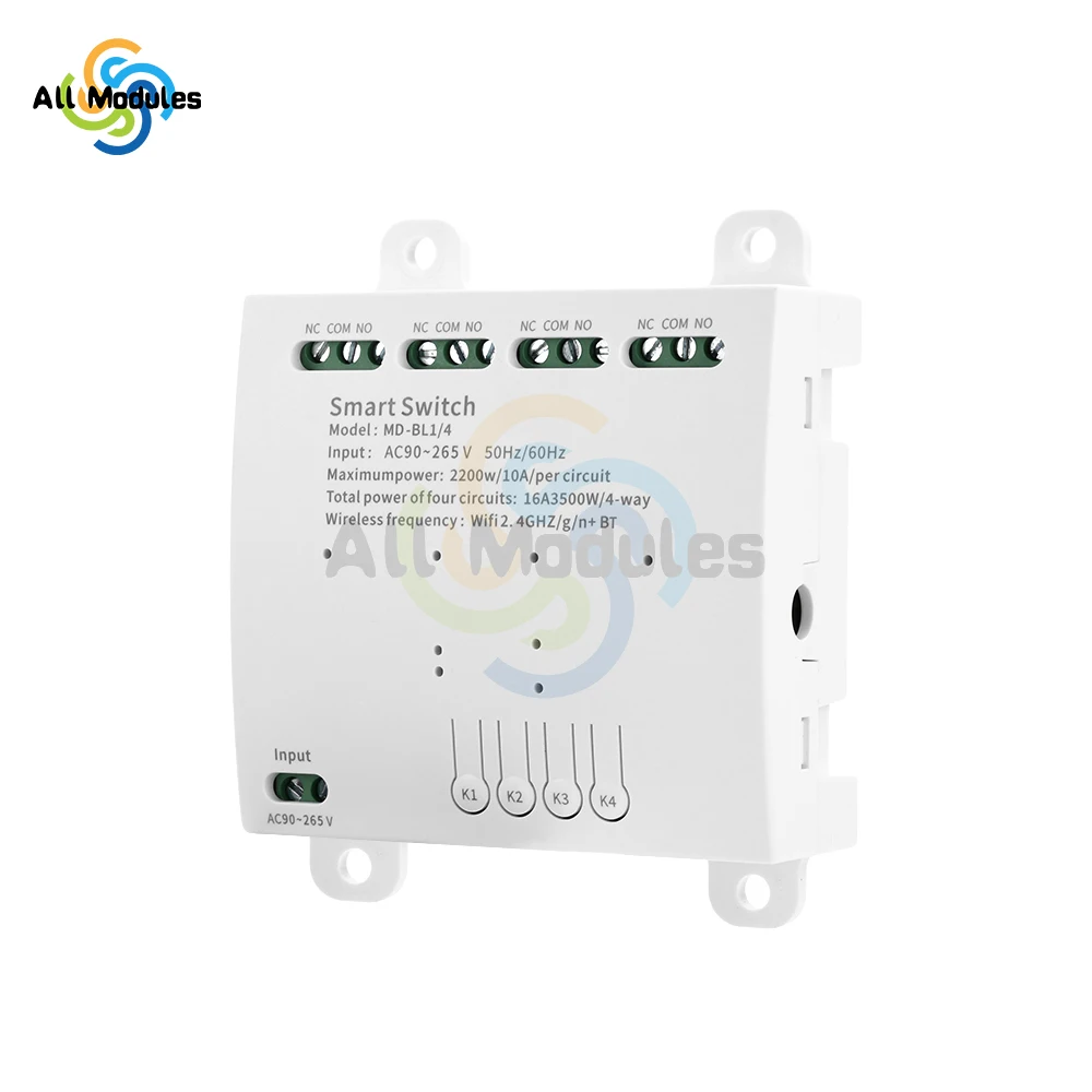 

3 Channel 4 Channel AC90-265V Intelligent Wifi BT Relay Module Remote Control Relay Switch With Housing 3CH 4CH Relay 220V