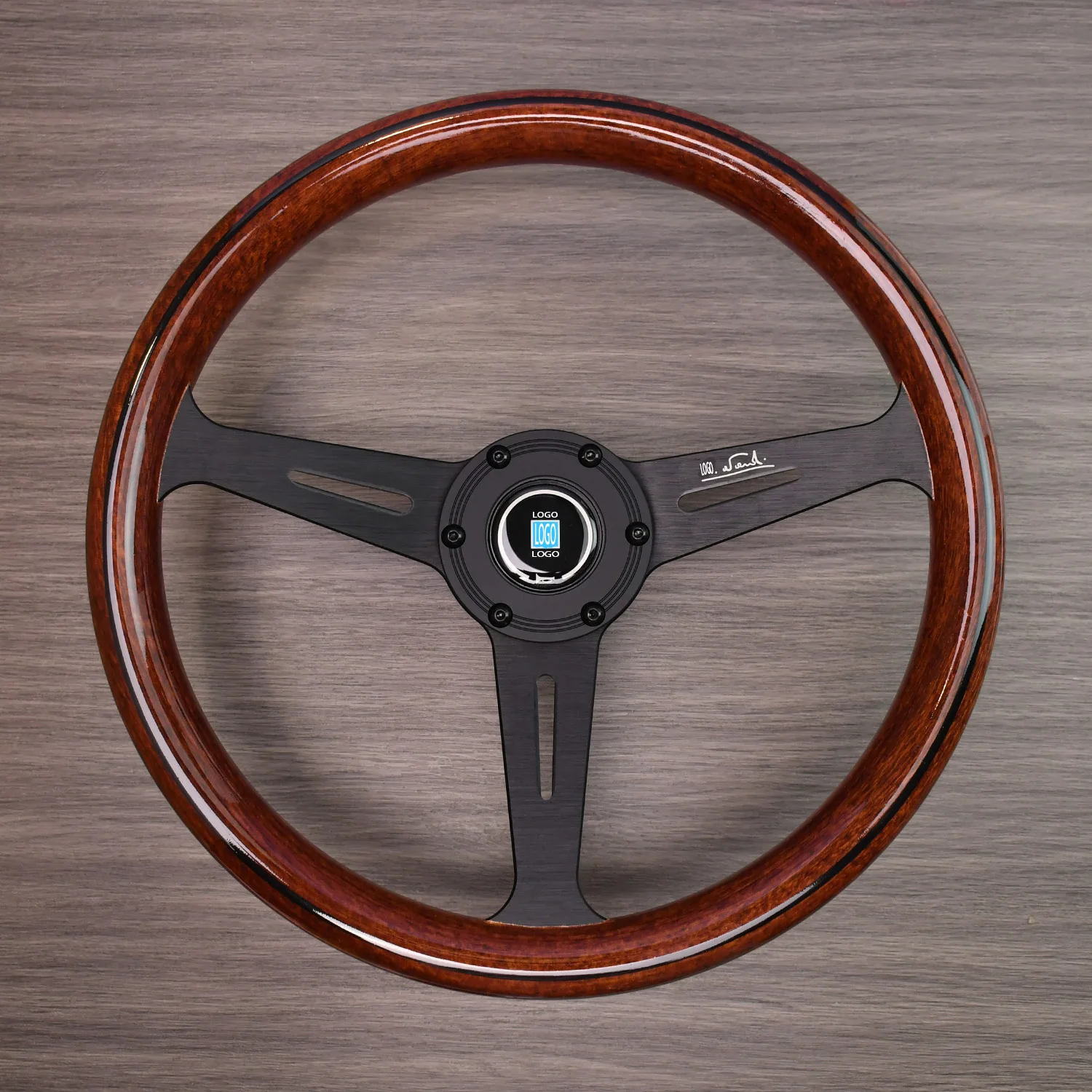 

ABS Brown Wooden Steering Wheel Universal Racing Spoke Wood Grain Auto Steering Wheel